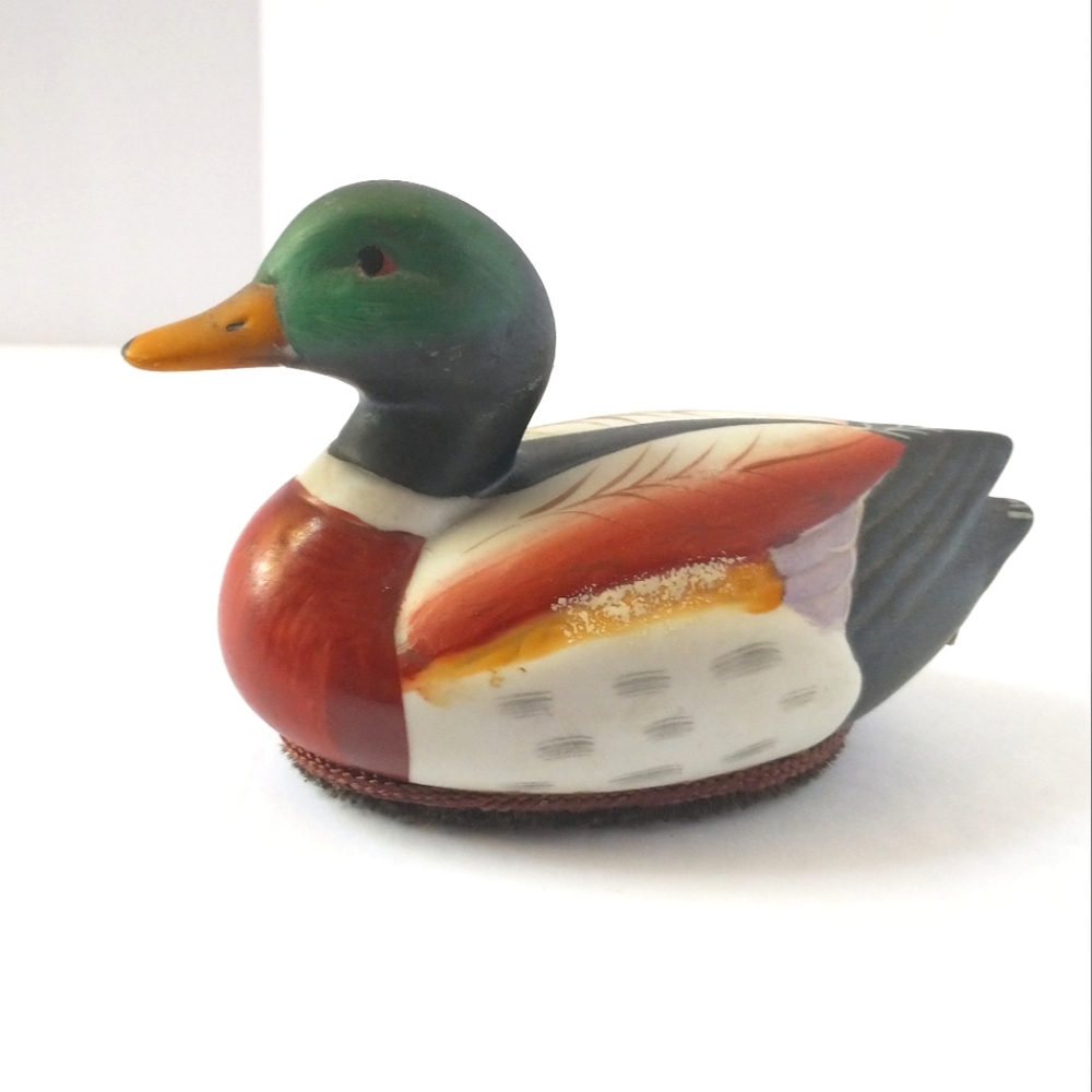 Vintage Ceramic Mallard Duck Lint Brush
